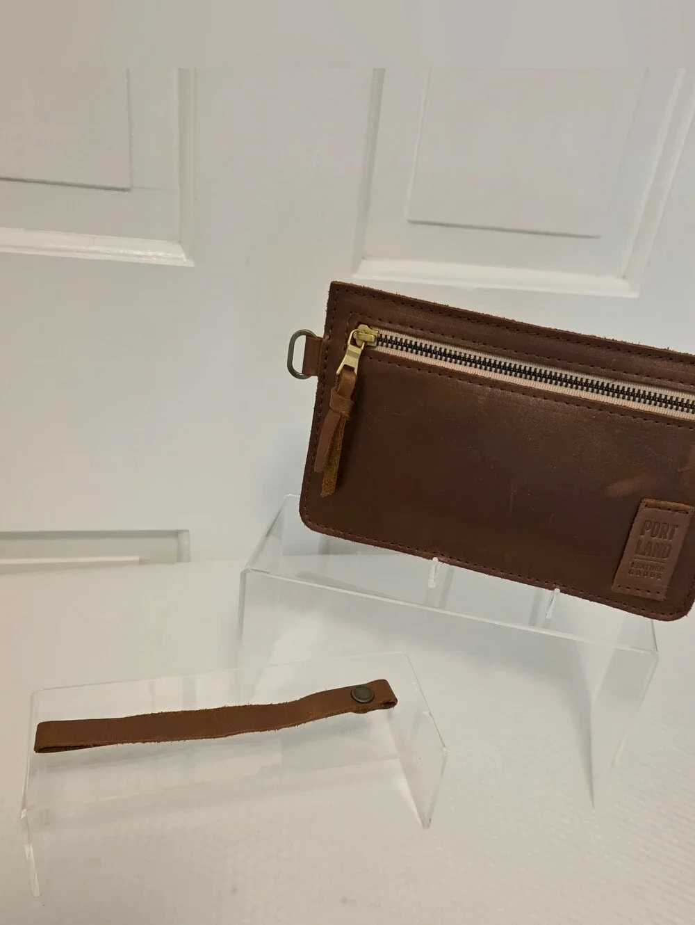 Portland Leather Goods Adriana Brown Leather Wristlet/Clutch, Slim, Versatile